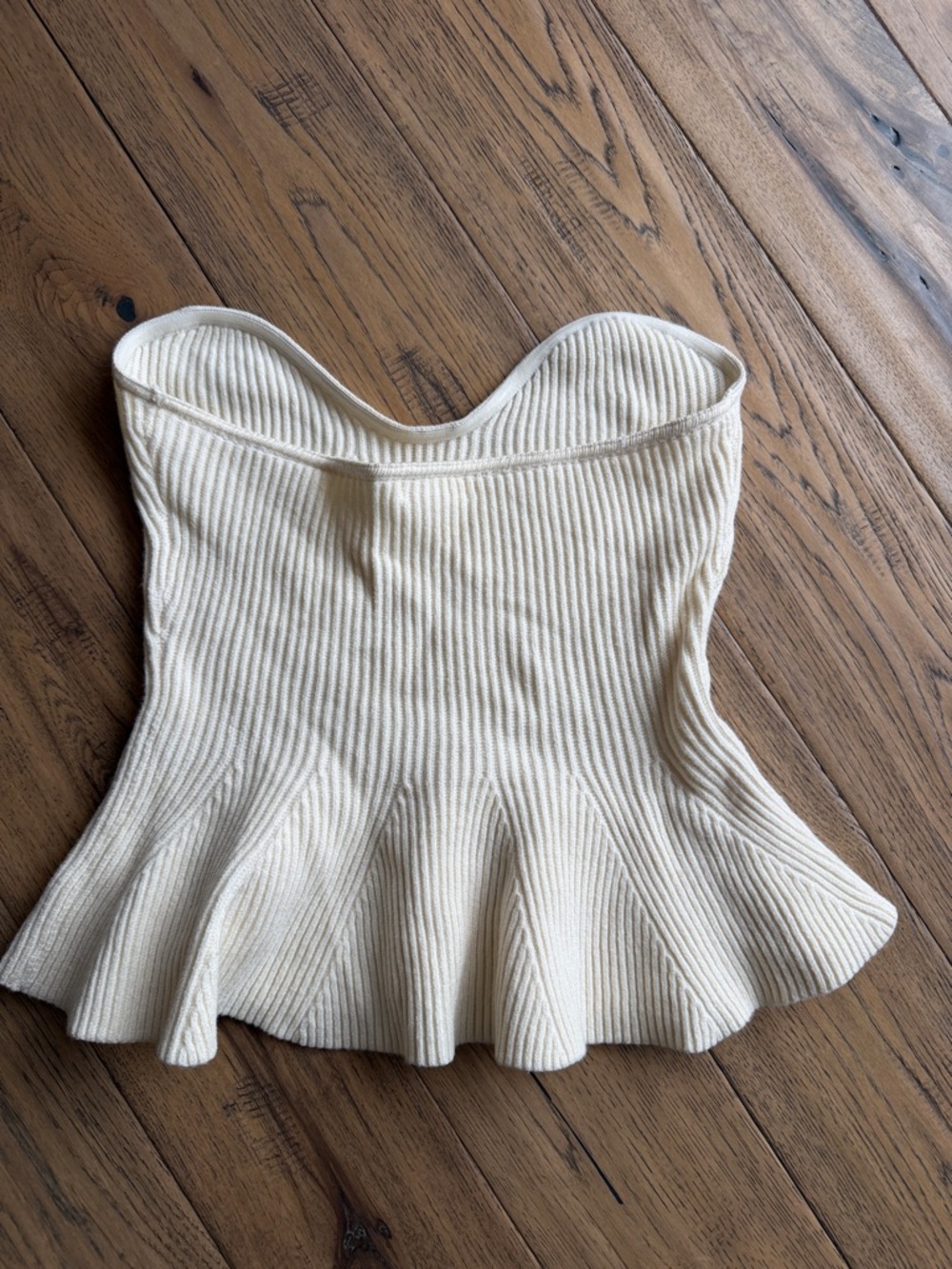 Line & Dot Off-White Strapless Ribbed Peplum Camisole - Picture 8 of 8